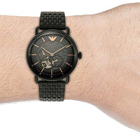 Emporio Armani Automatic Multifunction Black Dial Black Mesh Bracelet Watch For Men - AR60025