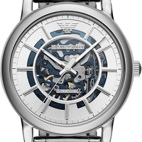 Emporio Armani Meccanico Automatic Silver Dial Silver Steel Strap Watch for Men - AR60006