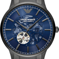 Emporio Armani Renato Automatic Blue Dial Grey Steel Strap Watch For Men - AR60056