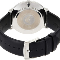 Emporio Armani Modern Slim Quartz Grey Dial Black Leather Strap Watch For Men - AR11162