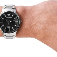 Emporio Armani Renato Quartz Black Dial Silver Steel Strap Watch For Men - AR11181