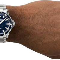 Emporio Armani Meccanico Automatic Blue Dial Silver Steel Strap Watch For Men - AR60059