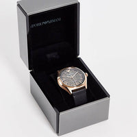 Emporio Armani Meccanico Black Dial Black Leather Watch For Men - AR60004