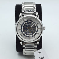 Emporio Armani Meccanico Automatic Silver Dial Silver Steel Strap Watch for Men - AR60006