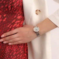Emporio Armani Modern Slim Analog Mother of Pearl Dial Two Tone Steel Strap Watch For Women - AR11157