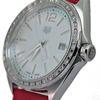 Tag Heuer Formula 1 Quartz Mother of Pearl Dial Red Leather Strap Watch for Women - WBJ131A.FC8253