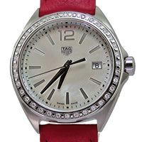 Tag Heuer Formula 1 Quartz Mother of Pearl Dial Red Leather Strap Watch for Women - WBJ131A.FC8253