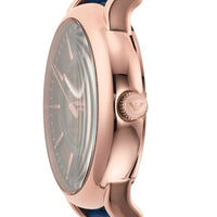Emporio Armani Meccanico Automatic Blue Dial Blue Leather Strap Watch For Men - AR60050