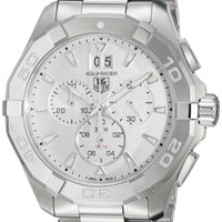 Tag Heuer Aquaracer Caliber 16 Automatic Chronograph White Dial Silver Steel Strap Watch for Men - CAY2111.BA0927