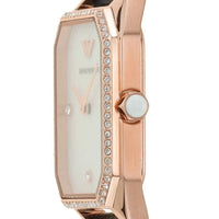 Emporio Armani Gianni T Bar Quartz Mother of Pearl Dial Blue Leather Strap Watch For Women - AR11466