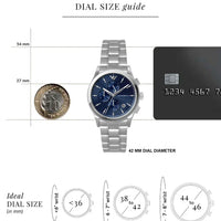 Emporio Armani Chronograph Blue Dial Silver Steel Strap Watch For Men - AR11528
