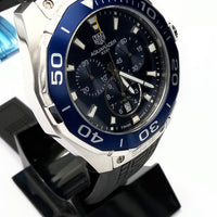 Tag Heuer Aquaracer Chronograph Blue Dial Black Rubber Strap Watch for Men - CAY111B.FT6041