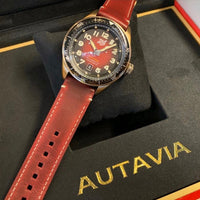 Tag Heuer Autavia Calibre 5 Chinese New Year Maroon Dial Maroon Leather Strap Watch for Men - WBE5193.FC8300