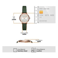 Emporio Armani Pro Planet Analog Silver Dial Green Leather Strap Watch For Women - AR11517