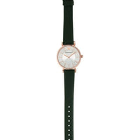 Emporio Armani Pro Planet Analog Silver Dial Green Leather Strap Watch For Women - AR11517