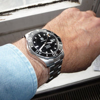 Tag Heuer Aquaracer Automatic Caliber 5 Black Dial Silver Steel Strap Watch for Men - WAN2110.BA0822