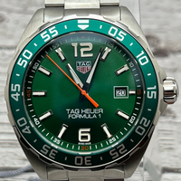 Tag Heuer Formula 1 Quartz Green Dial Silver Steel Strap Watch for Men - WAZ1017.BA0842