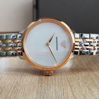 Emporio Armani Modern Slim Analog Mother of Pearl Dial Two Tone Steel Strap Watch For Women - AR11157