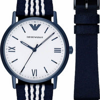 Emporio Armani Kappa Analog White Dial Two Tone Nylon Strap Watch For Men - AR80004