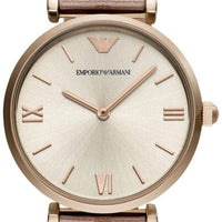 Emporio Armani Analog Grey Dial Pink Leather Strap Watch For Women - AR11126