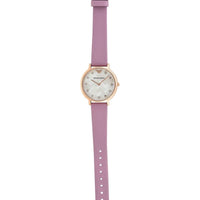 Emporio Armani Kappa Mother Of Pearl White Dial Pink Leather Strap Watch For Women - AR11130