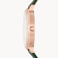 Emporio Armani Mother of Pearl Dial Green Leather Strap Watch For Women - AR11150