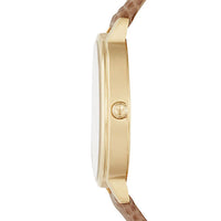 Emporio Armani Kappa Quartz Mother of Pearl Taupe Dial Brown Leather Strap Watch For Men - AR11151