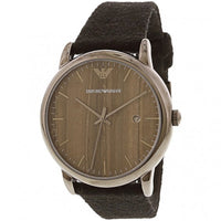 Emporio Armani Luigi Analog Brown Dial Black Leather Strap Watch For Men - AR11156