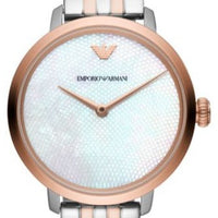 Emporio Armani Modern Slim Analog Mother of Pearl Dial Two Tone Steel Strap Watch For Women - AR11157