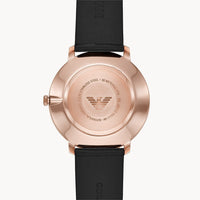 Emporio Armani Modern Slim Analog Silver Dial Brown Leather Strap Watch For Men - AR11163