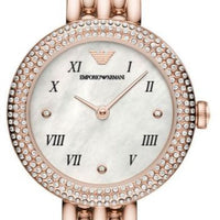 Emporio Armani Rosa Quartz Mother of Pearl White Dial Rose Gold Steel Strap Watch For Women - AR11355