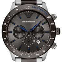 Emporio Armani Chronograph Grey Dial Two Tone Steel Strap Watch For Men - AR11391