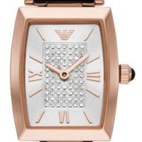 Emporio Armani Gianni T Bar Quartz White Dial Black Leather Strap Watch For Women - AR11408