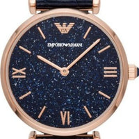Emporio Armani Gianni T-Bar Quartz Blue Dial Blue Leather Strap Watch for Women - AR11424