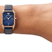 Emporio Armani Gioia Quartz Mother of Pearl Blue Dial Blue Leather Strap Watch For Women - AR11426