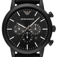 Emporio Armani Luigi Analog Black Dial Black Leather Strap Watch For Men - AR11450