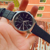 Emporio Armani Claudio Chronograph Black Dial Black Leather Strap Watch For Men - AR11542