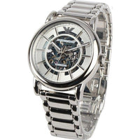 Emporio Armani Meccanico Automatic Silver Dial Silver Steel Strap Watch for Men - AR60006