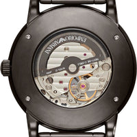 Emporio Armani Meccanico Automatic Black Dial Black Steel Strap Watch For Men - AR60010