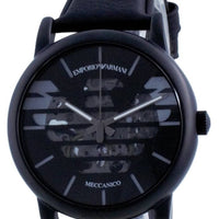 Emporio Armani Meccanico Quartz Black Dial Black Leather Strap Watch For Men - AR60032