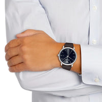 Emporio Armani Kappa Quartz Black Dial Brown Leather Strap Watch For Men - AR80008