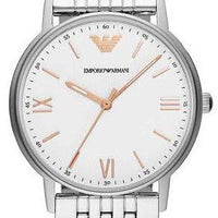 Emporio Armani Kappa Quartz White Dial Silver Steel Strap Watch For Men - AR80014