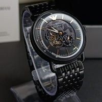 Emporio Armani Automatic Multifunction Black Dial Black Mesh Bracelet Watch For Men - AR60025