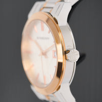 Burberry Ladies Watch Check Stamped Two Tone 34mm BU9105