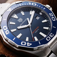 Tag Heuer Aquaracer Blue Dial Silver Steel Strap Watch for Men - WAY101C.BA0746