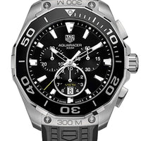Tag Heuer Carrera Aquaracer Quartz Chronograph Black Dial Black Rubber Strap Watch for Men - CAY111A.FT6041