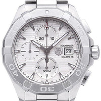 Tag Heuer Aquaracer Caliber 16 Automatic Chronograph White Dial Silver Steel Strap Watch for Men - CAY2111.BA0927