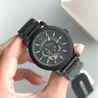 Emporio Armani Meccanico Automatic Black Dial Black Steel Strap Watch For Men - AR60010