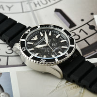 Emporio Armani Meccanico Automatic Black Dial Black Silicone Strap Watch For Men - AR60062