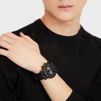 Emporio Armani Luigi Analog Black Dial Black Leather Strap Watch For Men - AR11450